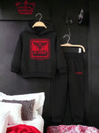 TODDLER / YOUTH PREMIUM BLACK (RED LOGO)PULLOVER HOODIE SWEATSUIT