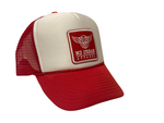 RED AND WHITE TRUCKER HAT (SNAPBACK)