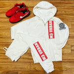 WHITE FULL ZIP UP SWEATSUIT SUIT S-3X