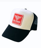 BLACK AND WHITE TRUCKER HAT (SNAPBACK)